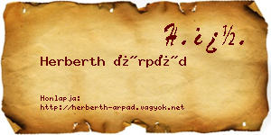 Herberth Árpád névjegykártya